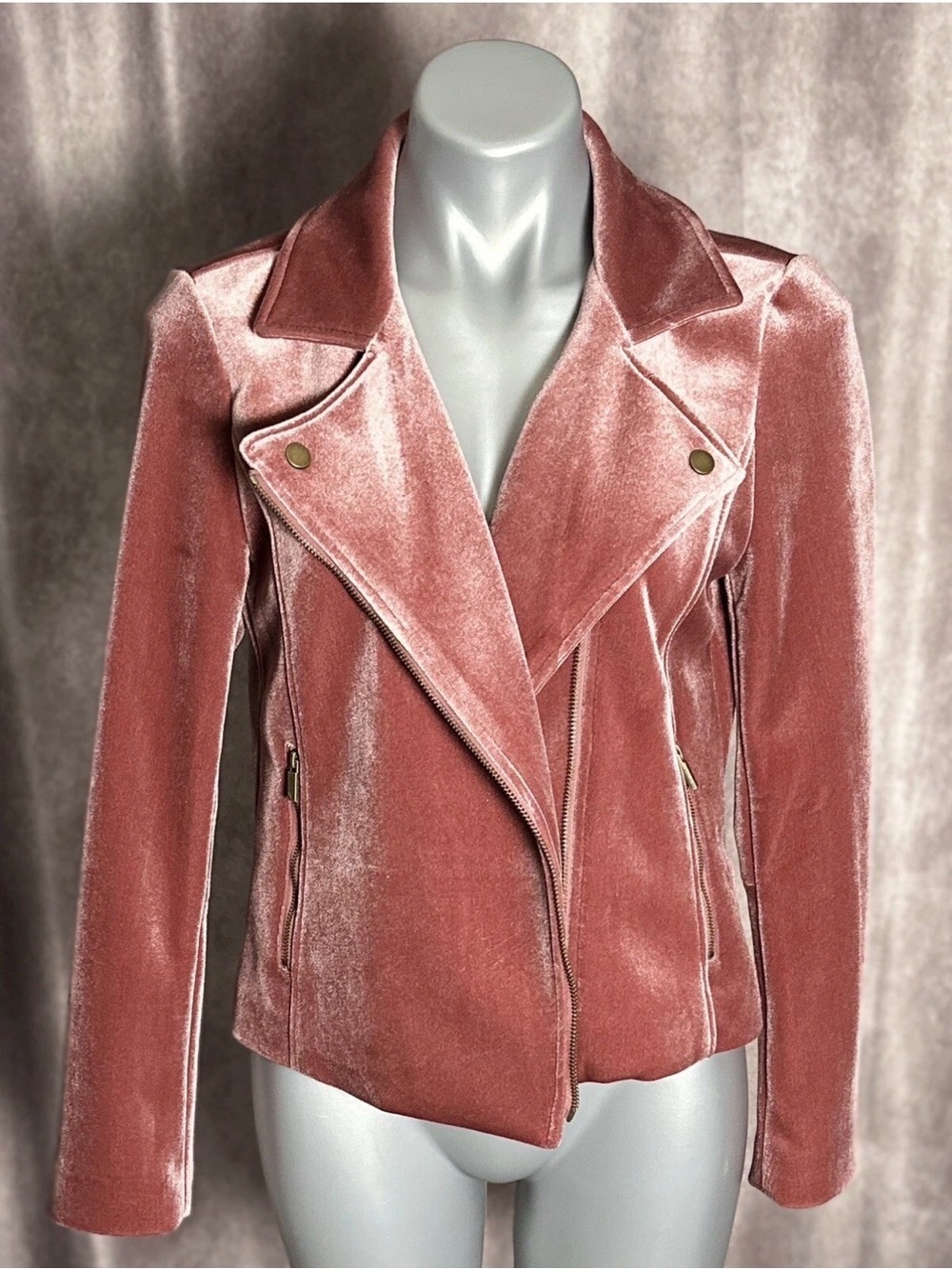 Vince Camuto Velvet Moto Jacket Dusty Rose